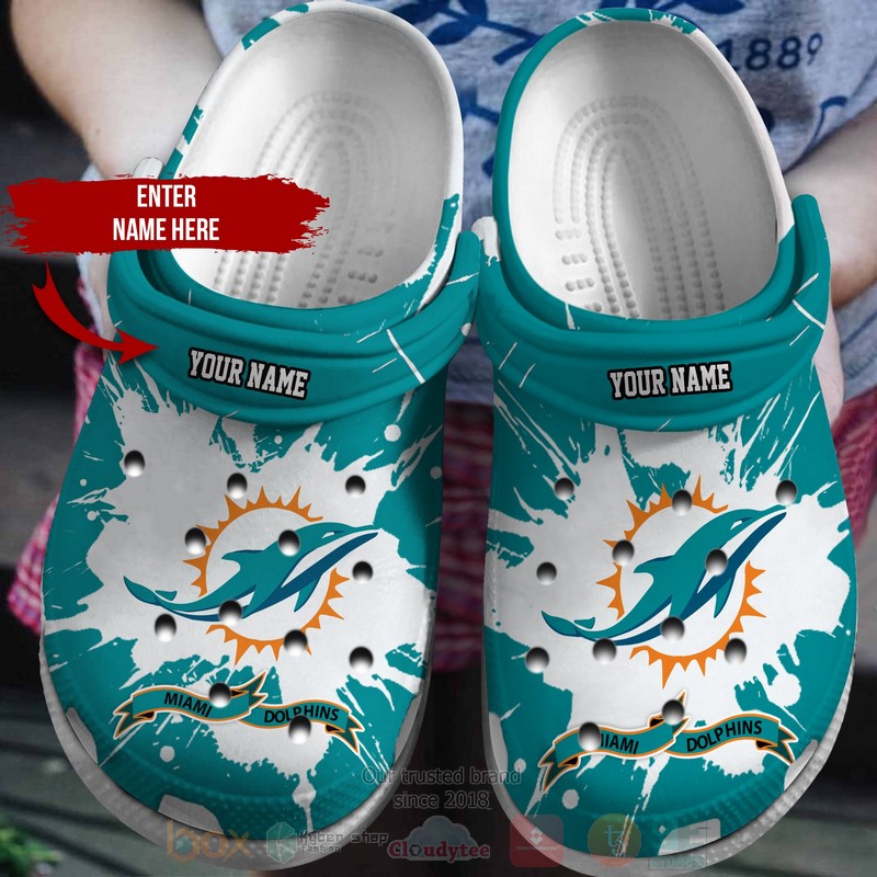BEST NFL Miami Dolphins Custom Name Crocs Crocband Shoes