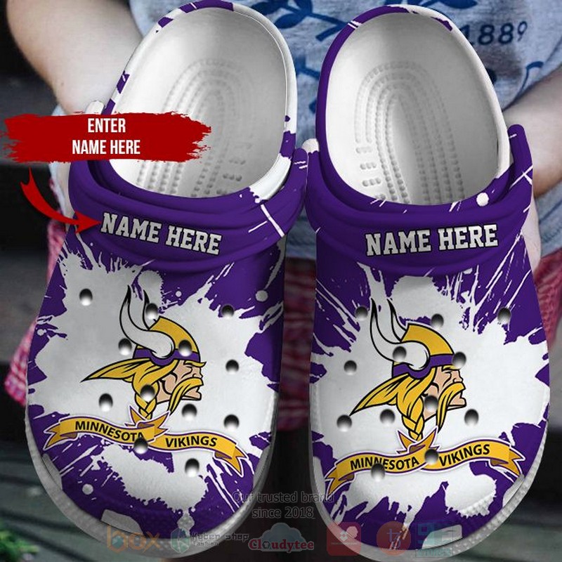 BEST NFL Minnesota Vikings Custom Name Purple-White Crocs Crocband Shoes