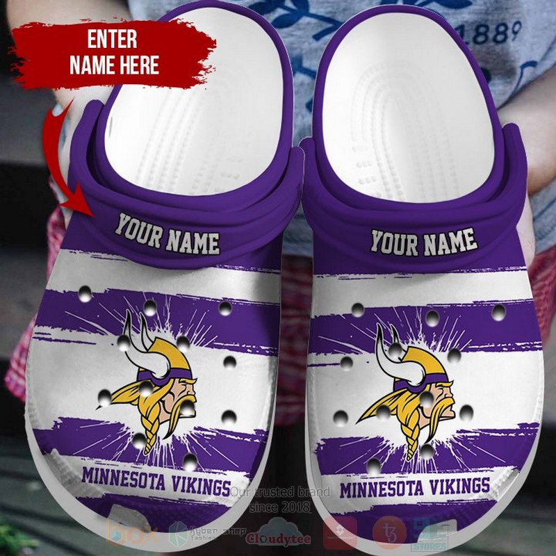 BEST NFL Minnesota Vikings Custom Name White-Purple Crocs Crocband Shoes