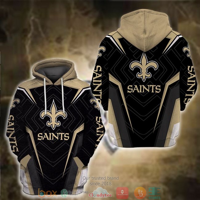 NFL New Orleans Saints Black Yellow 3d hoodie 3 NFL New Orleans Saints Black Yellow 3d hoodie word3
