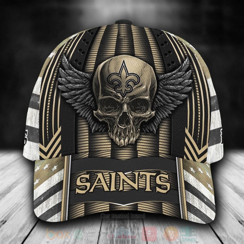 BEST New Orleans Saints Skull NFL Custom Name Yellow Cap Hat word1