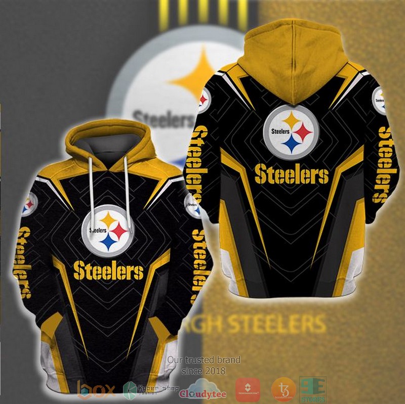 NFL Pittsburgh Steelers Black Yellow 3d hoodie word1