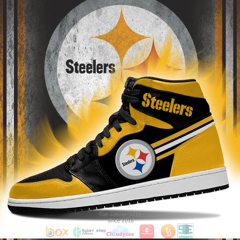 NFL Pittsburgh Steelers Black Yellow Air Jordan High Top Shoes
