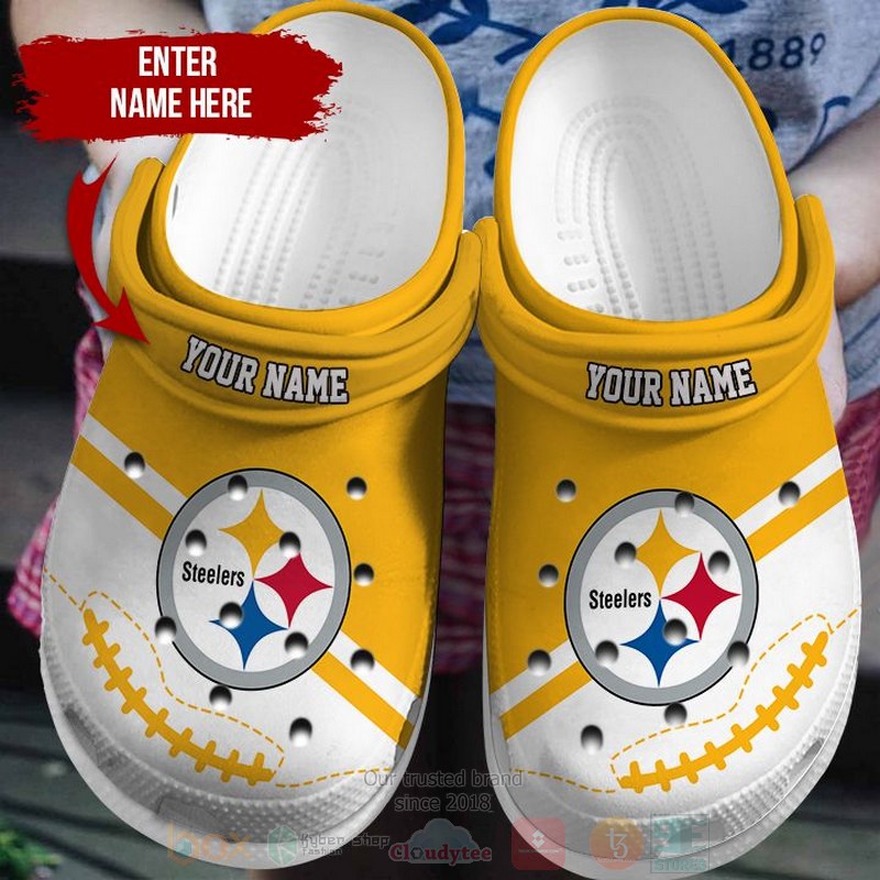 BEST NFL Pittsburgh Steelers Custom Name White-Yellow Crocs Crocband Shoes 3 BEST NFL Pittsburgh Steelers Custom Name White-Yellow Crocs Crocband Shoes word2