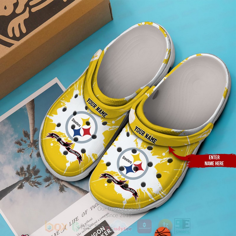BEST NFL Pittsburgh Steelers Custom Name Yellow-White Crocs Crocband Shoes 3 BEST NFL Pittsburgh Steelers Custom Name Yellow-White Crocs Crocband Shoes word1