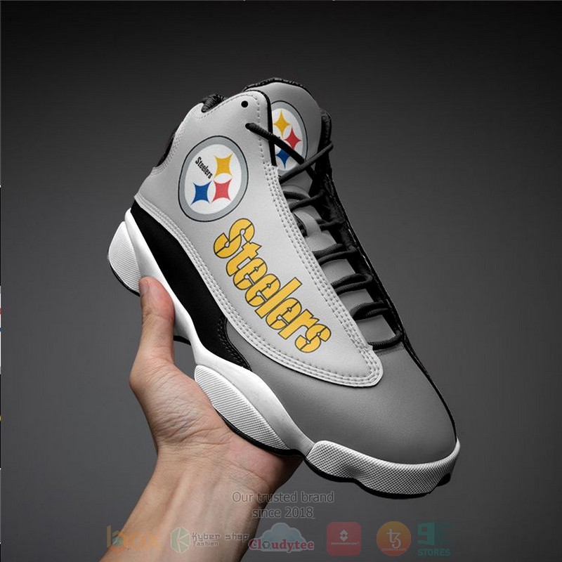 BEST NFL Pittsburgh Steelers Grey Air Jordan 13 Sneakers