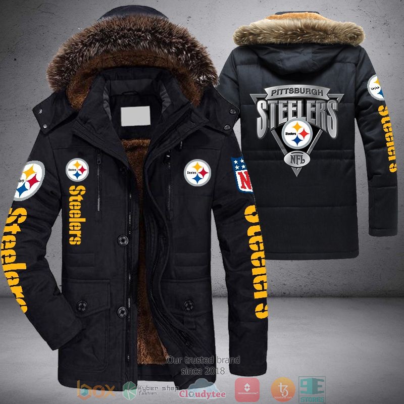 NFL Pittsburgh Steelers Silver Parka Jacket word2