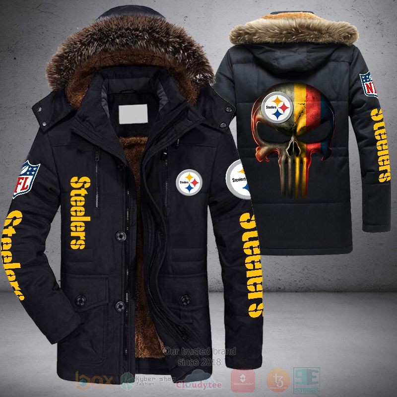 BEST NFL Pittsburgh Steelers Skull Punisher Parka Jacket Coat