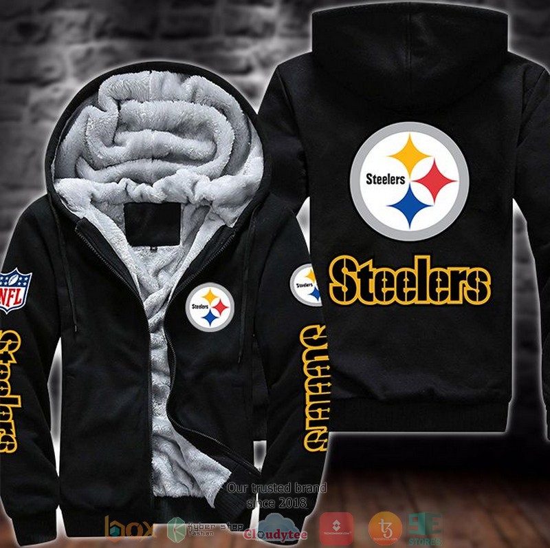 NEW Pittsburgh Steelers logo 3D Fleece Hoodie word2