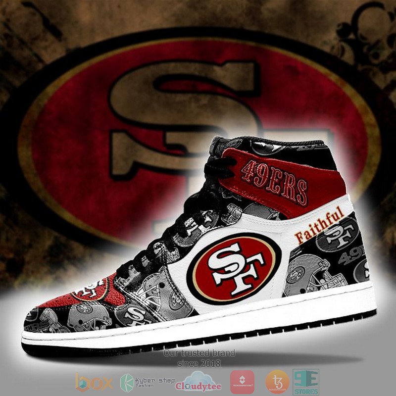 NFL San Francisco 49ers Black White Air Jordan High Top Shoes