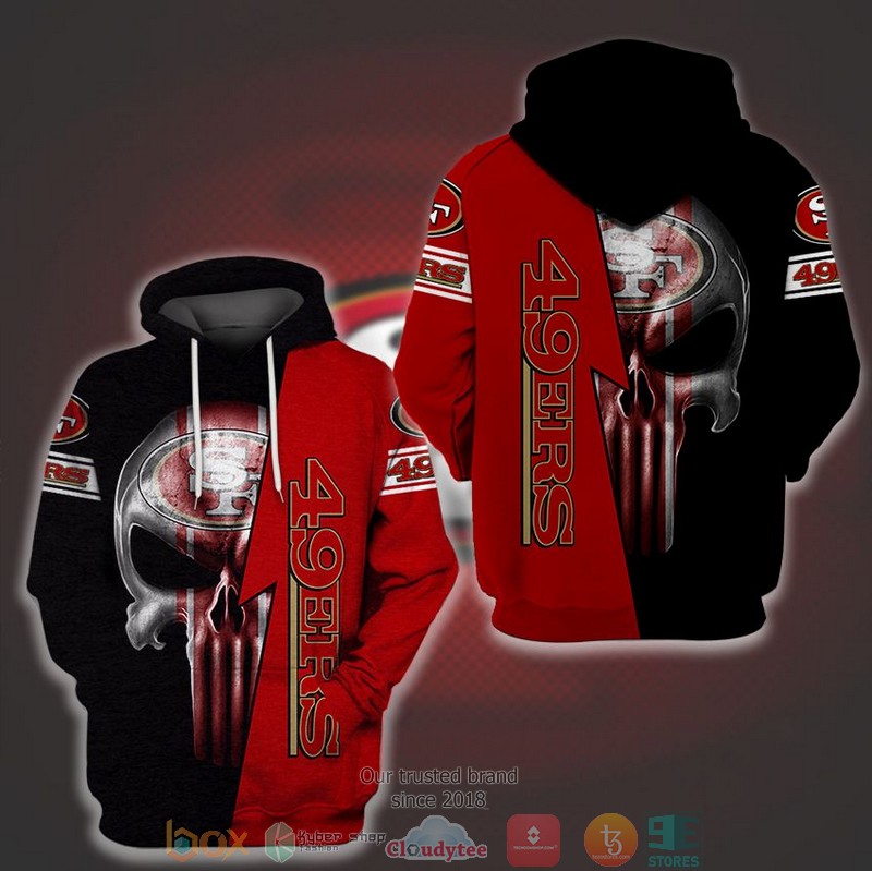 NFL San Francisco 49ers Punisher Skull 3d Hoodie word1