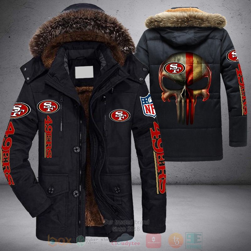 BEST NFL San Francisco 49ers Skull Punisher Parka Jacket Coat