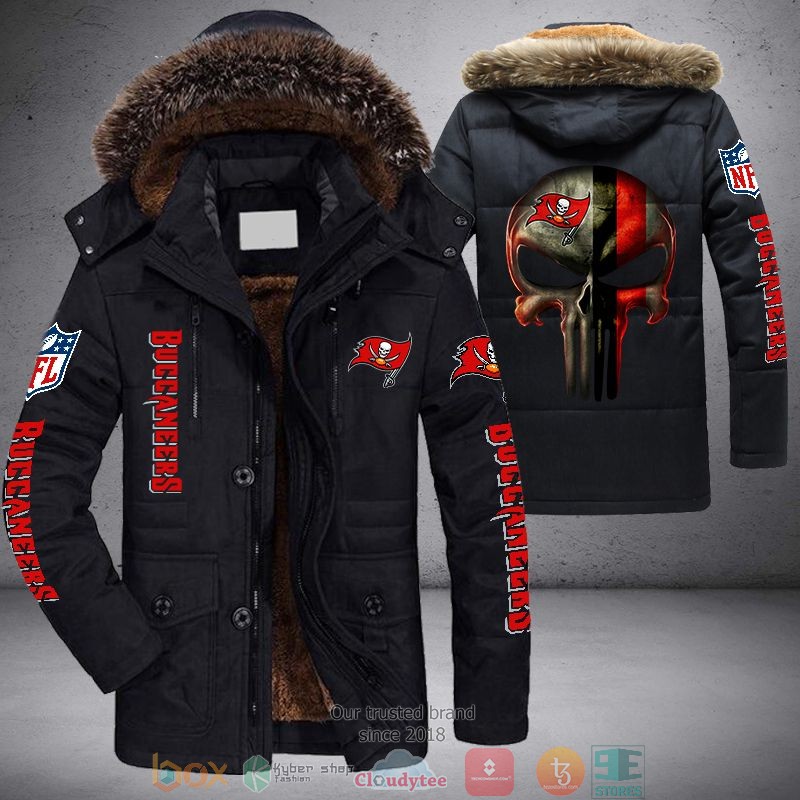 NEW Tampa Bay Buccaneers Punisher Skull 3D Parka Jacket word2