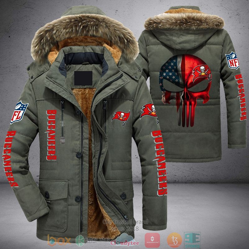 NEW Tampa Bay Buccaneers Punisher Skull United States Flag 3D Parka Jacket word3