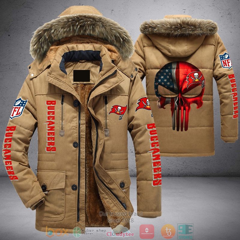 NEW Tampa Bay Buccaneers Punisher Skull United States Flag 3D Parka Jacket word3