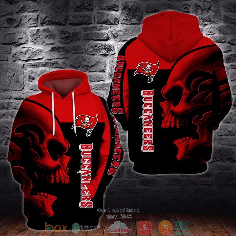 NEW Tampa Bay Buccaneers Skull 3D Hoodie word2