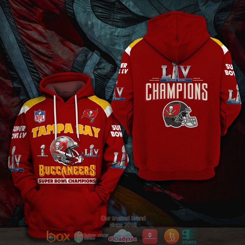 NEW Tampa Bay Buccaneers Super Bowl LIV Champions red 3D Hoodie 1 NEW Tampa Bay Buccaneers Super Bowl LIV Champions red 3D Hoodie word2