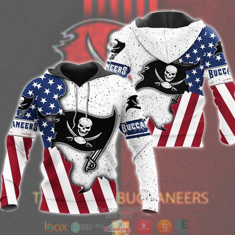 NEW Tampa Bay Buccaneers United States Flag white 3D Hoodie word1