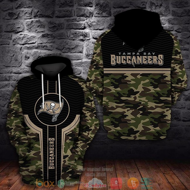 NEW Tampa Bay Buccaneers logo black green camo 3D Hoodie word3