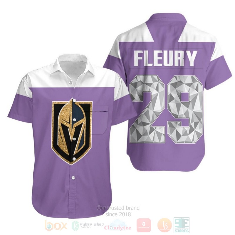 BEST NHL Vegas Golden Knights Marc-Andre Fleury 29 Purple 3D Aloha Shirt word3