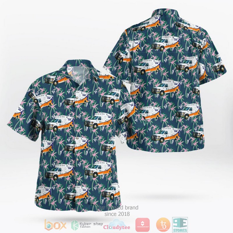 Nash County EMS North Carolina Ambulance Aloha Shirt word3