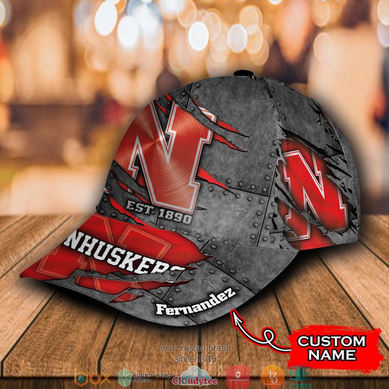 Nebraska Cornhuskers Luxury NCAA1 Grey Custom Name Cap word1