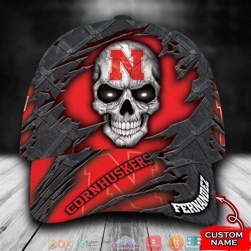 Nebraska Cornhuskers Skull NCAA1 Custom Name Cap word1