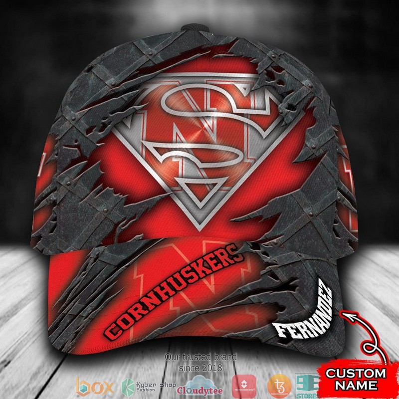 Nebraska Cornhuskers Superman NCAA1 Custom Name Cap 1 Nebraska Cornhuskers Superman NCAA1 Custom Name Cap word3