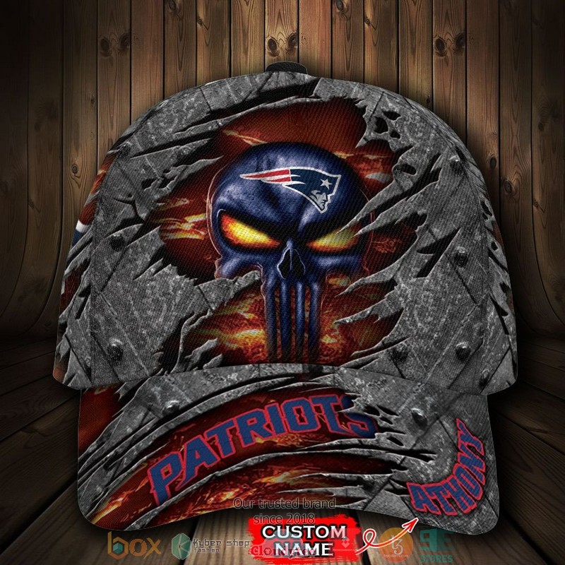 New England Patriots Luxury Skull NFL Custom Name Cap word1