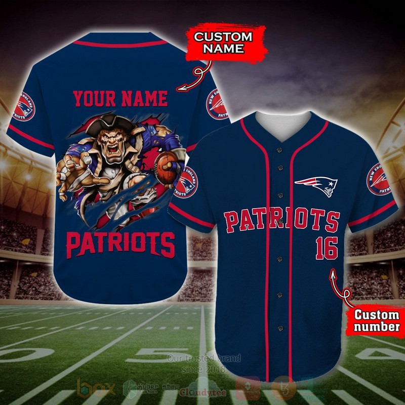 BEST New England Patriots Custom AOP Baseball Jersey word2