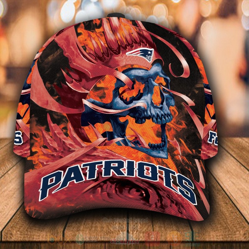 BEST New England Patriots Skull Custom Red Classic Cap word1