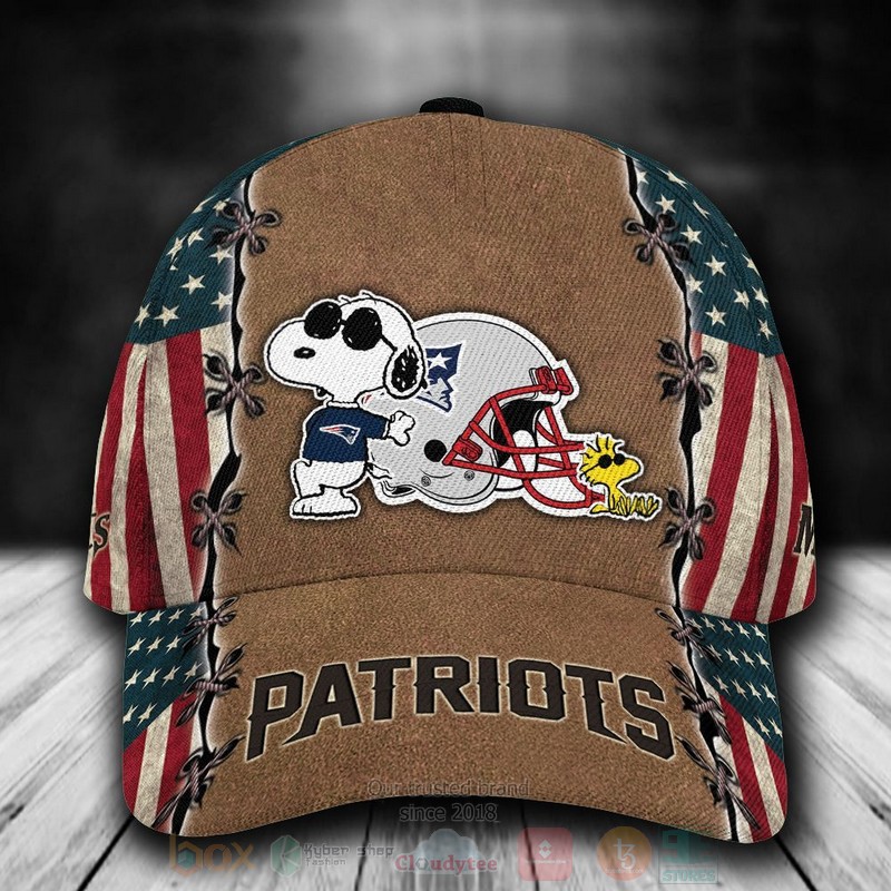 BEST New England Patriots Snoopy NFL Team Custom Name 3D Cap word2