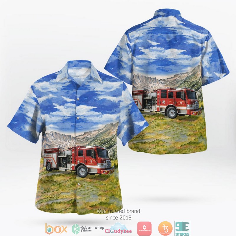 New Market Alabama New Market Volunteer Fire Department Engine 415 sky Hawaiian Shirt word2