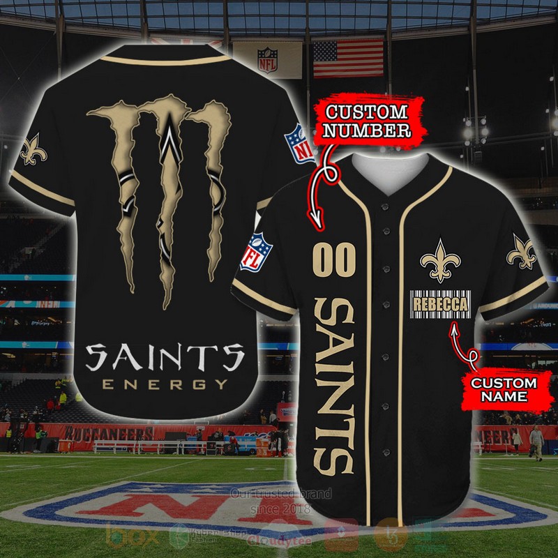 BEST New Orleans Saints, Monster Energy Custom AOP Baseball Jersey word1
