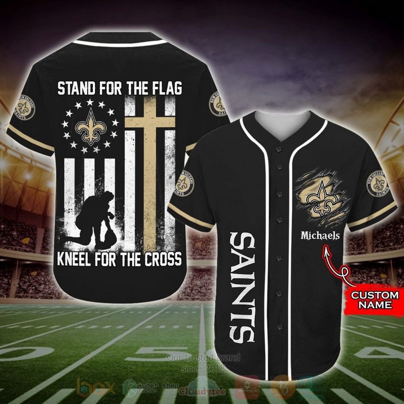BEST New Orleans Saints Custom Black AOP Baseball Jersey word1