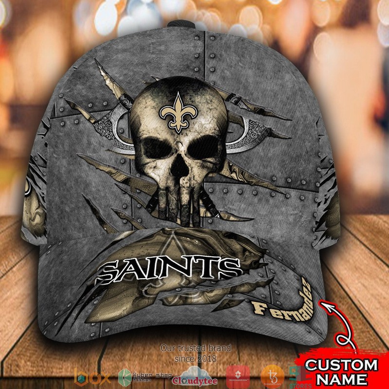New Orleans Saints Skull NFL Custom Name Cap word1