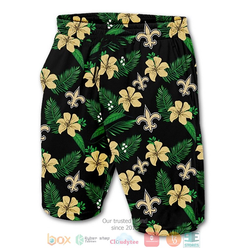 HOT New Orleans Saints flowers Beach Shorts word3