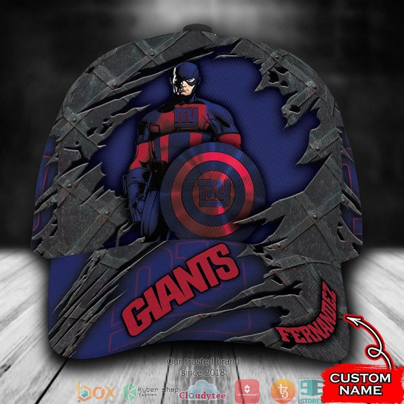 New York Giants Captain America NFL Custom Name Cap word1