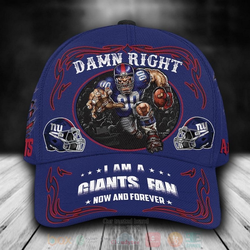 BEST New York Giants Mascot NFL Team Custom Name Navy 3D Cap word3