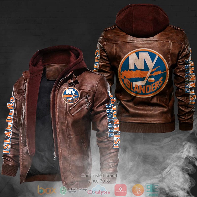 NEW New York Islanders PU Leather Jacket 1 NEW New York Islanders PU Leather Jacket word2