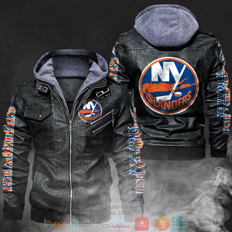NEW New York Islanders PU Leather Jacket 2 NEW New York Islanders PU Leather Jacket word2