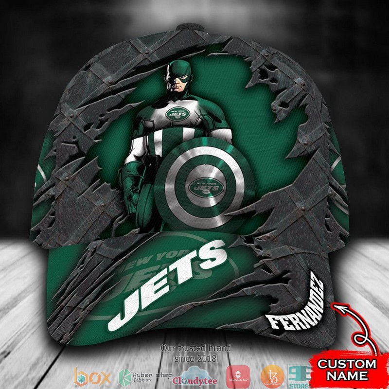New York Jets Captain America NFL Custom Name Cap word2