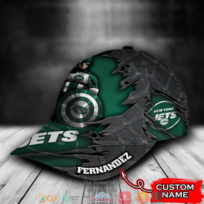 New York Jets Captain America NFL Custom Name Cap 3 New York Jets Captain America NFL Custom Name Cap word3