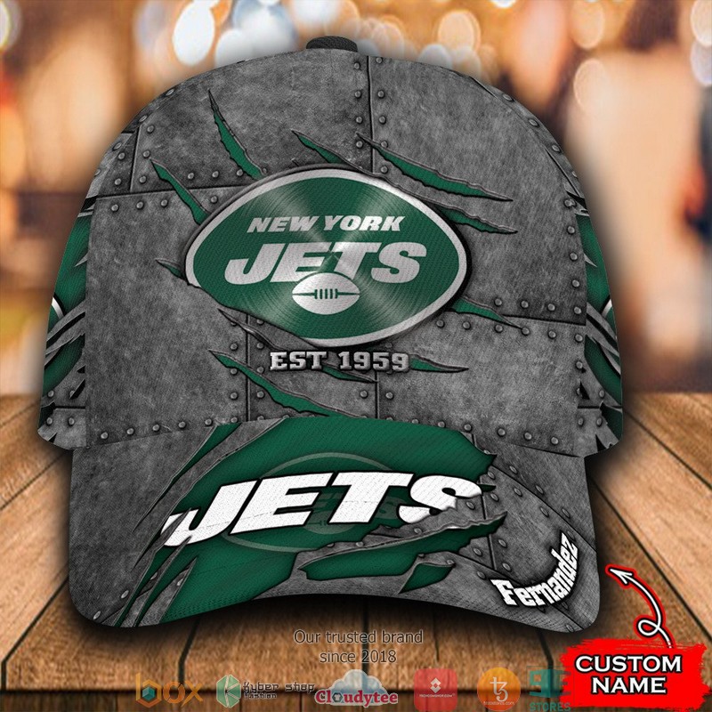 New York Jets Luxury NFL Grey Custom Name Cap