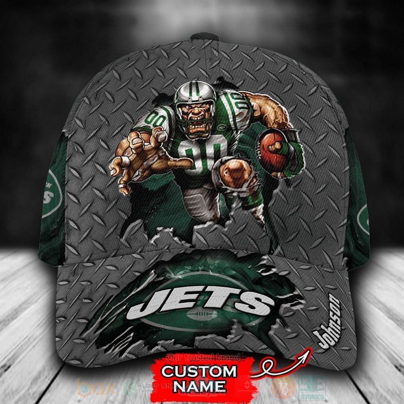 BEST New York Jets Mascot NFL Team Custom Name Grey 3D Cap word3