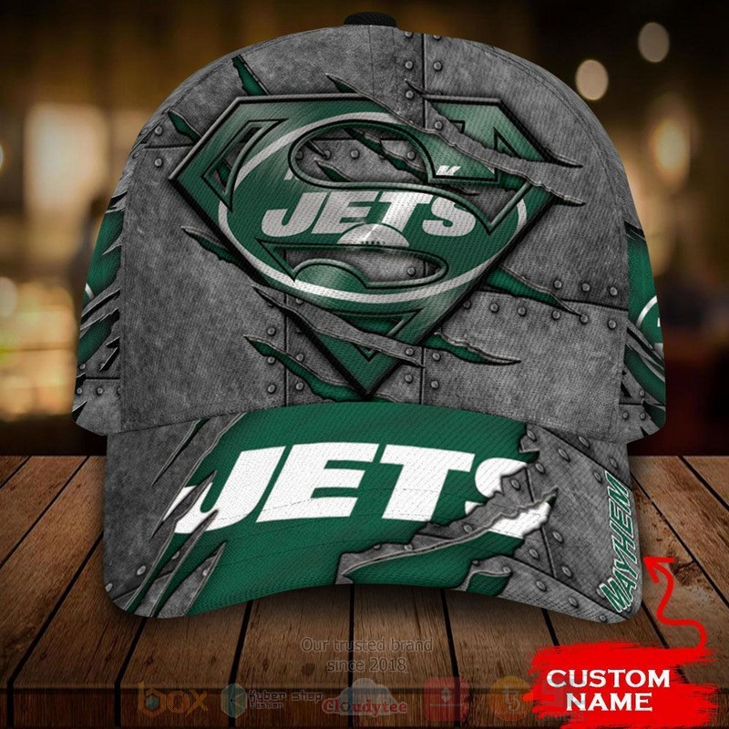 BEST New York Jets NFL Team Superman Custom Name 3D Cap word1