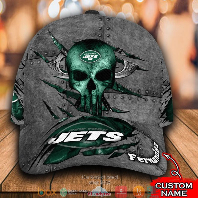 New York Jets Skull NFL Custom Name Cap