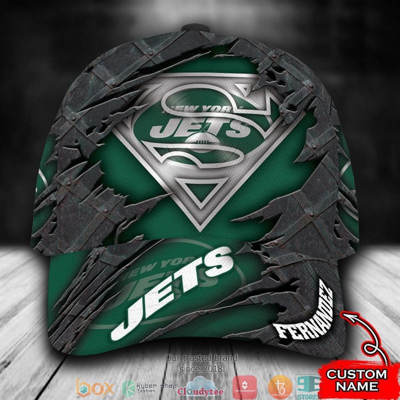 New York Jets Superman NFL Custom Name Cap