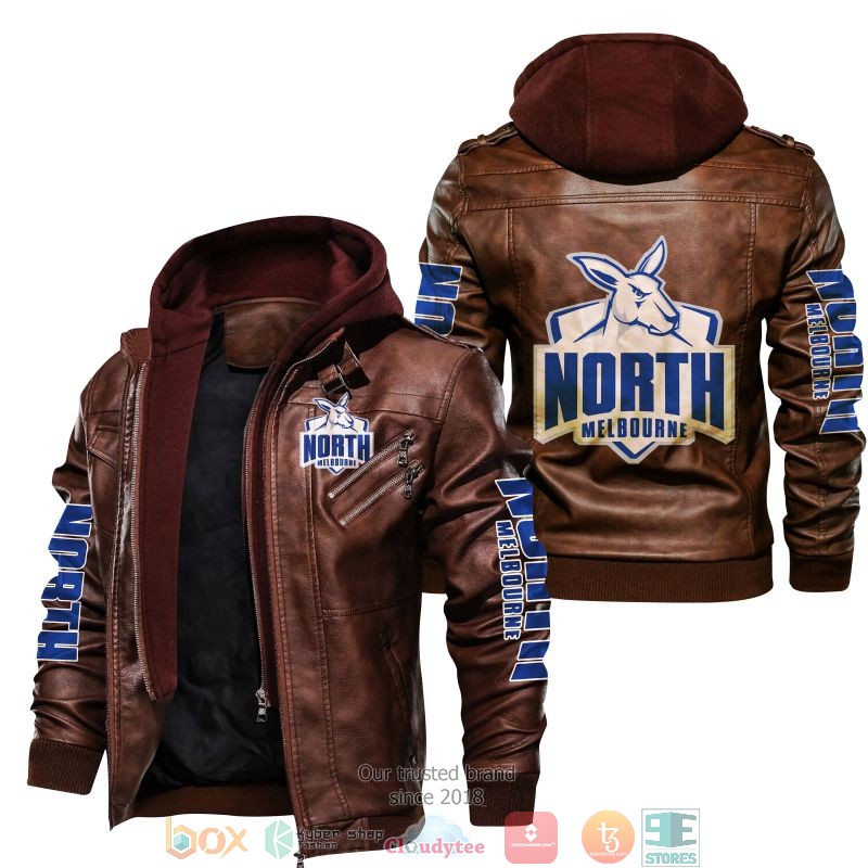 NEW North Melbourne Football Club AFL PU Leather Jacket word1