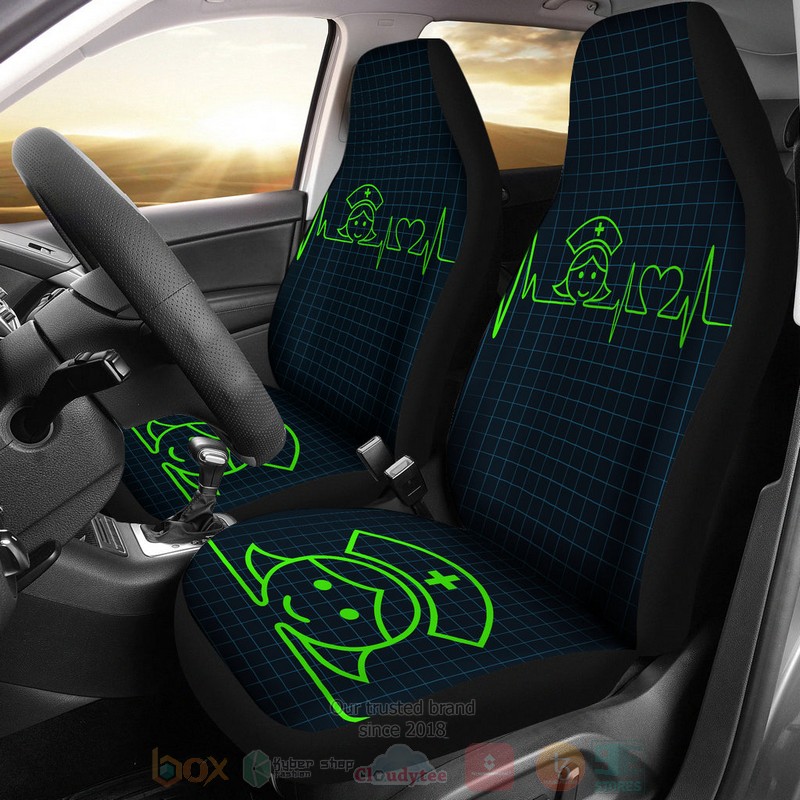 BEST Nurse Heartbeat Green Luxury Car Seat Covers